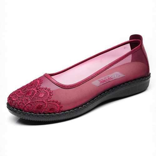 Breathable Floral Embroidery Mesh Flats