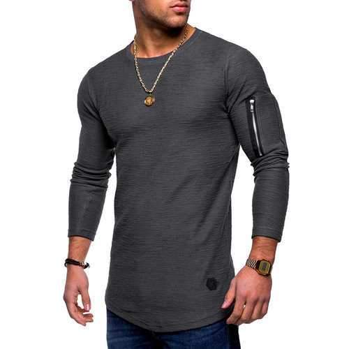 Irregular Hem Zipper Casual T Shirts