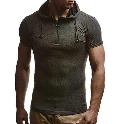 Solid Color Slim Casual Hooded T Shirts