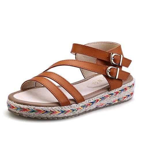 Large Size Microfiber Buckle Strap Sandals