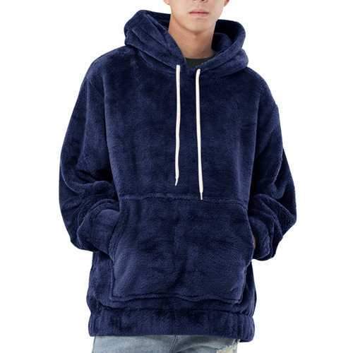 Mens Fleece Big Pocket Pullover Hoodie