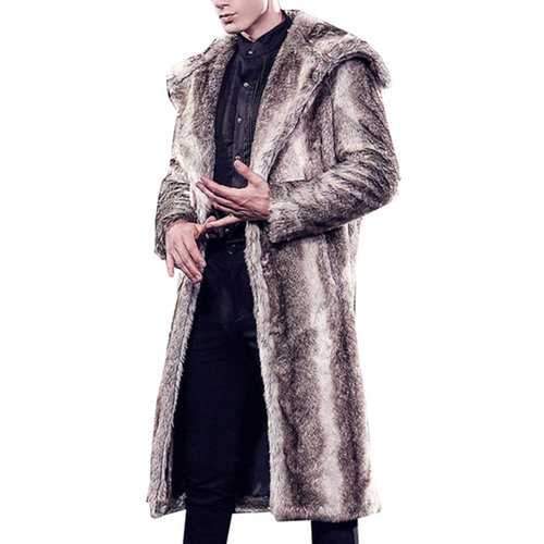 Hooded Faux Fur Warm Trench Coat