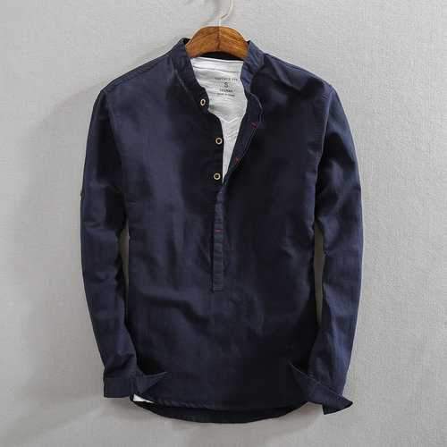 Men's Linen Cotton Solid Color Shirt