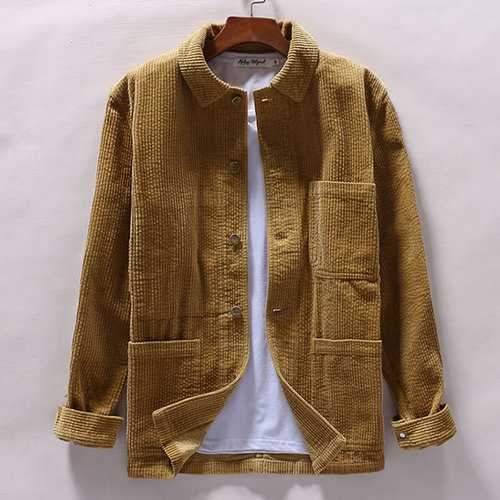 Vintage Turn Down Collar Corduroy Shirt