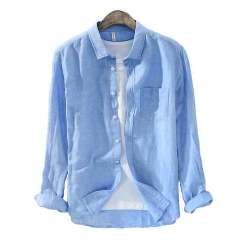 Mens Classic Brief Fashion Cotton Linen Shirt