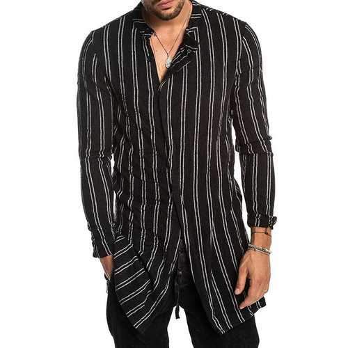 Mid Long Striped Pattern Shirt