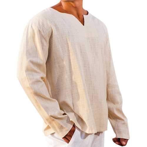 V-neck Loose Bamboo cotton T shirt Tops