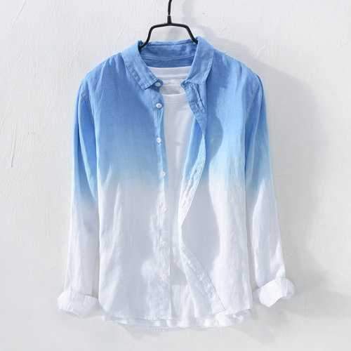 Gradient Color Long Sleeve Casual Shirt