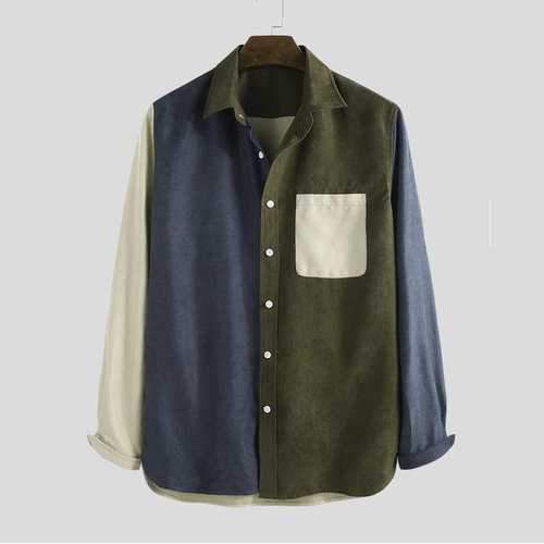 Mens Corduroy Hit Color Shirts