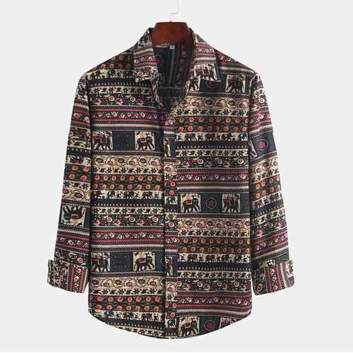 Mens Ethnic Style Long Sleeve Shirt