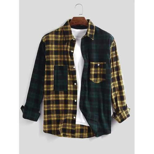 100% Cotton Plaid Patchwork Shirts