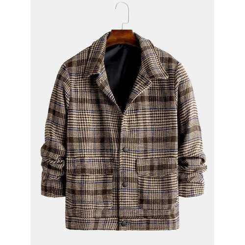 Fashion Plaid Woolen Jackets Coats