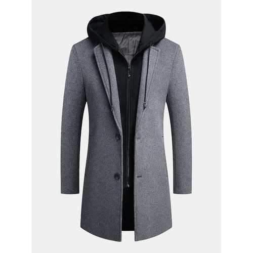 Detachable Hooded Wool Mid-long Coats