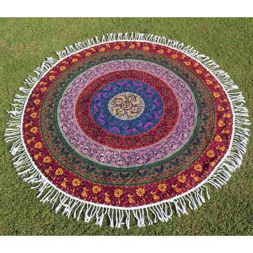 Women Boho Mandala Tapestry Beach Blanket Towel Round