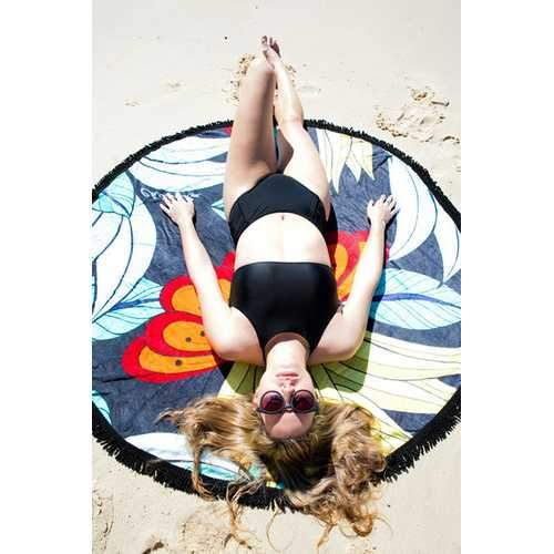 Stylish Designer Lotus Round Beach Towel