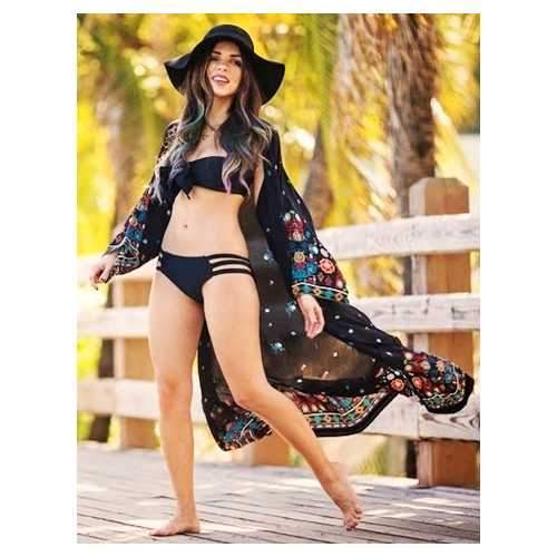 Sexy Women Bohemian Floral Printed Open Front Maxi Kimono