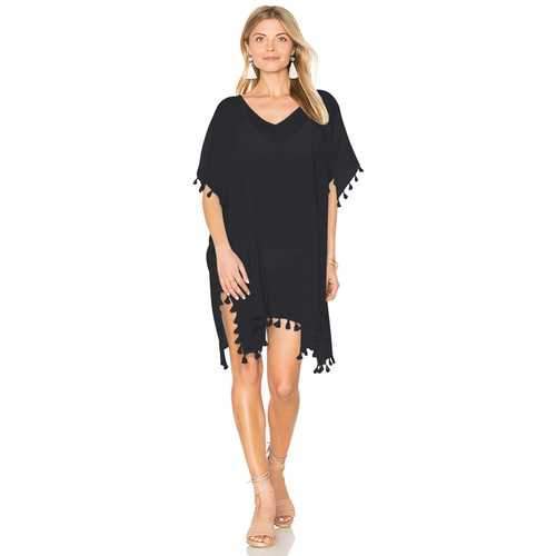 Pom Pom Tassel Hem Gauze Cover up Dress