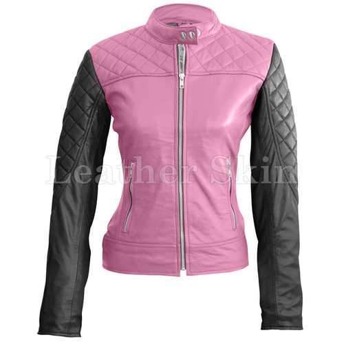 Women Pink Leather Jacket