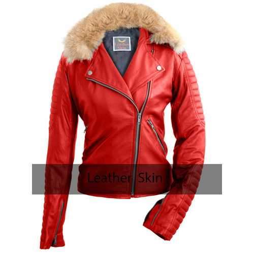 Red Womens Leather Jacket