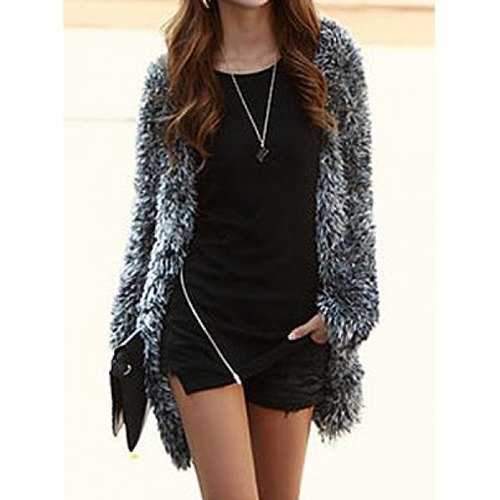 Simple Style Solid Color Zipper Embellished Cotton Slimming Long Sleeve Women's T-shirt - Black One Size